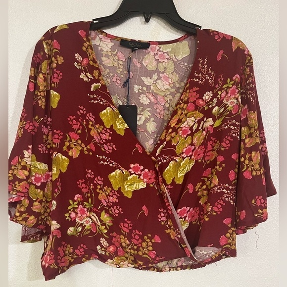 Rachel Roy crop top printed summer NWT size L - Picture 1 of 3
